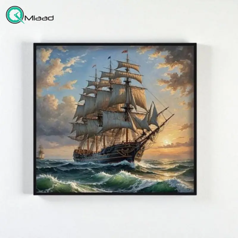 تابلو دکوراتیو شاین کد 202475، جدیدترین مدل تابلو با بالاترین کیفیت چاپ و سایز 100x100، متریال پی وی سی قاب، تابلو هنری با کیفیت فوق العاده و قابل شستشو طرح کشتی بادبانی تابلو